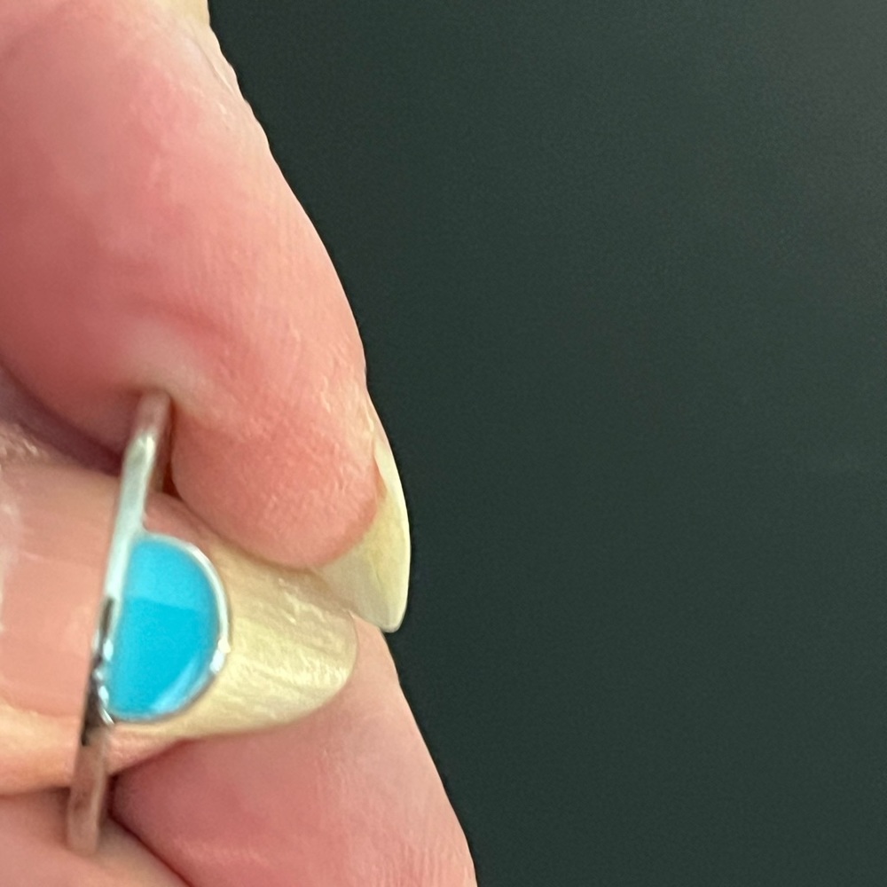 💖3/$10!!! Turquoise and silver dainty half circle ring. OS. - Picture 4 of 9